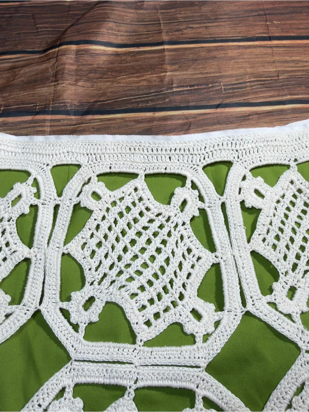 Tory Burch Green & Ivory Cotton Crochet Lace A-Line Skirt Sz 12/14 Style #211433